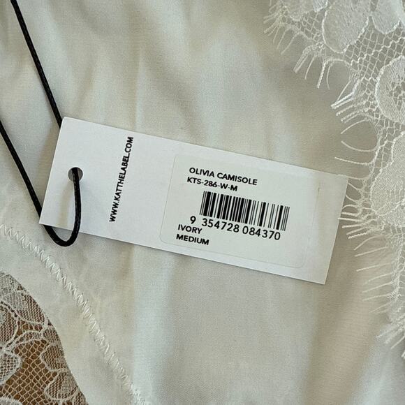 Kat The Label PJ Set Satin Cami and Pants Olivia Size M Ivory White - Picture 5 of 7